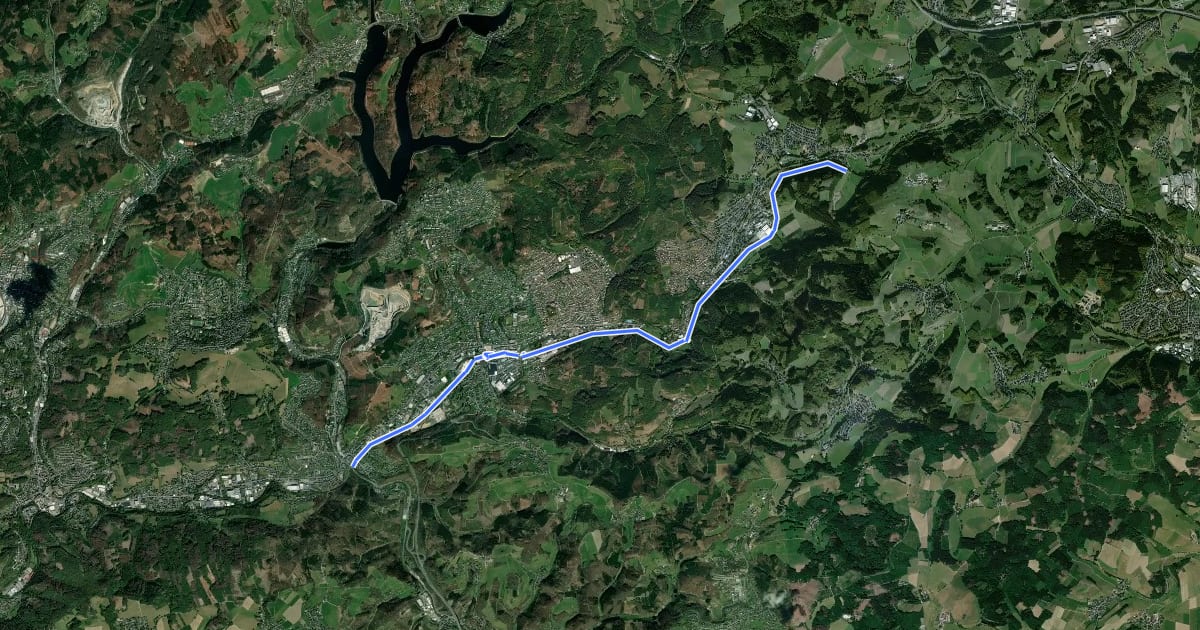 Маршрут Gummersbach (35) - Bergneustadt (36) на спутниковом снимке
