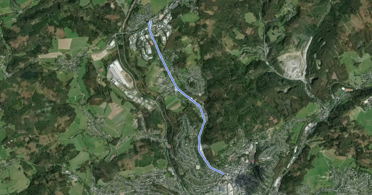 Маршрут Gummersbach (49) - Gummersbach (50) на спутниковом снимке