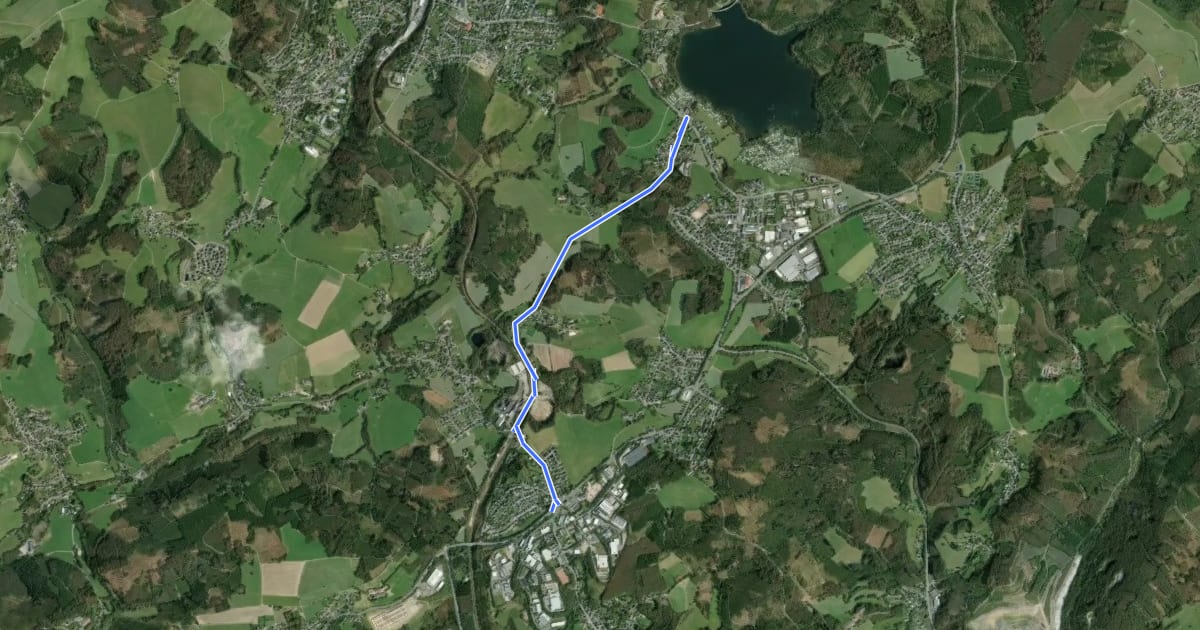 Маршрут Gummersbach (49) - Marienheide (54) на спутниковом снимке