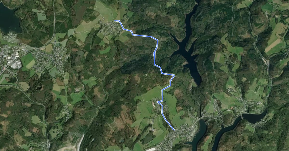 Маршрут Gummersbach (52) - Marienheide (53) на спутниковом снимке