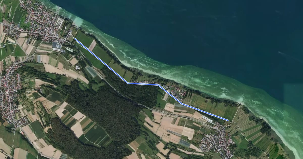 Маршрут Gundholzen Frondwiesen - Iznang Strandbad на спутниковом снимке