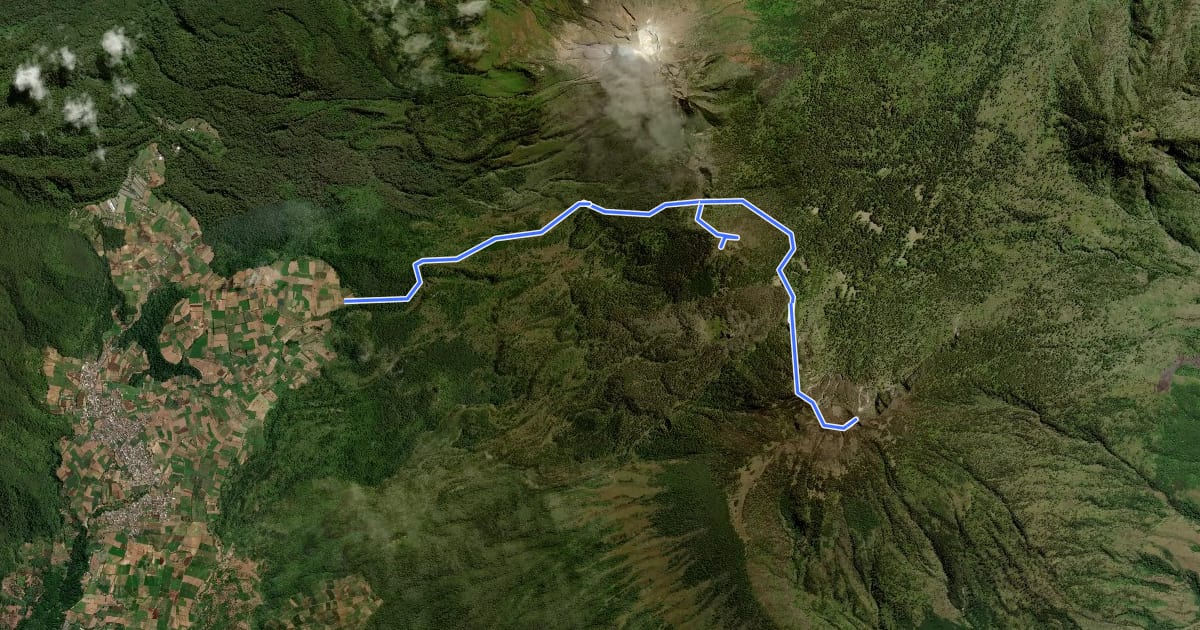 Маршрут Gunung Arjuno (Cangar BC) на спутниковом снимке
