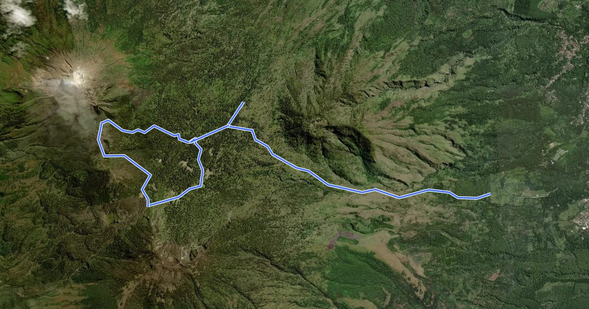 Маршрут Gunung Arjuno (Tretes BC) на спутниковом снимке