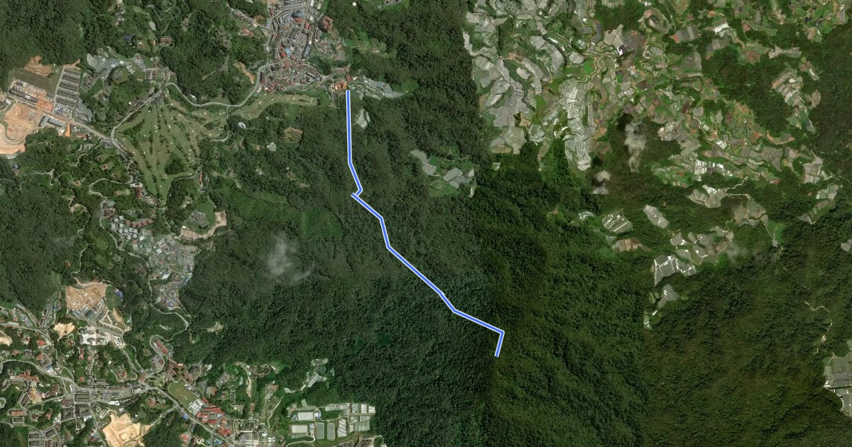 Маршрут Gunung Berembun via Trail 2 на спутниковом снимке