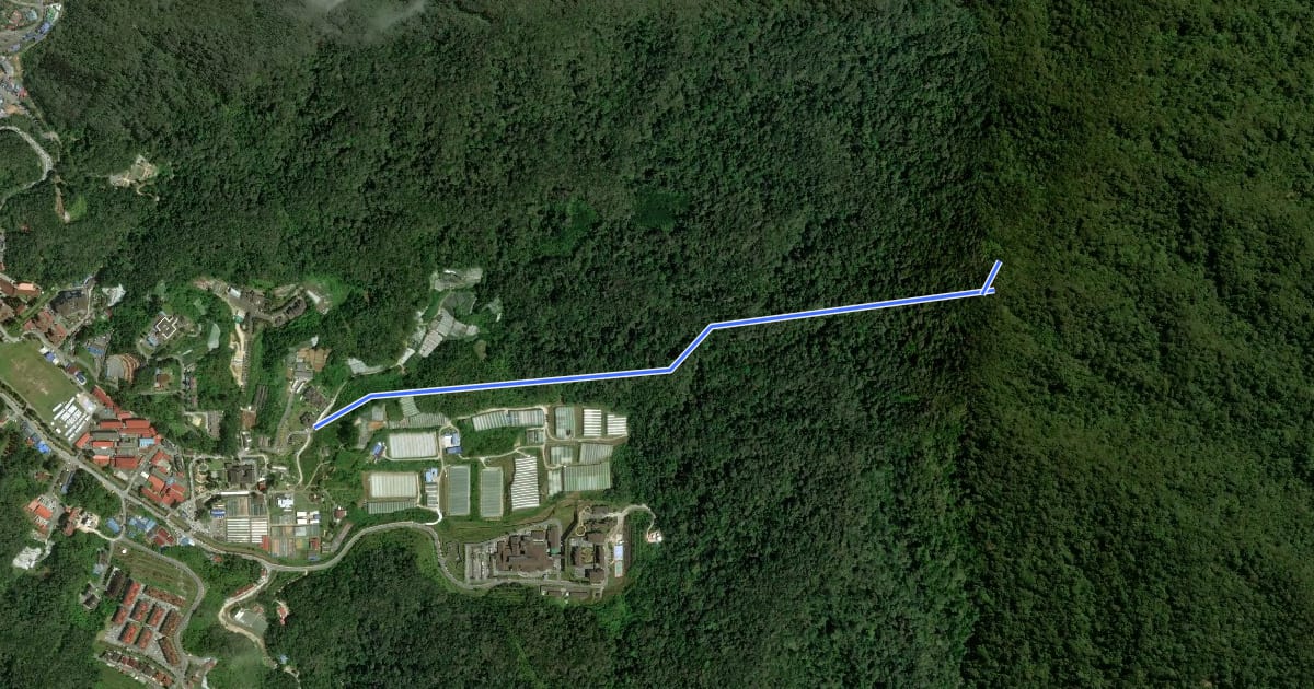 Маршрут Gunung Berembun via Trail 7 на спутниковом снимке