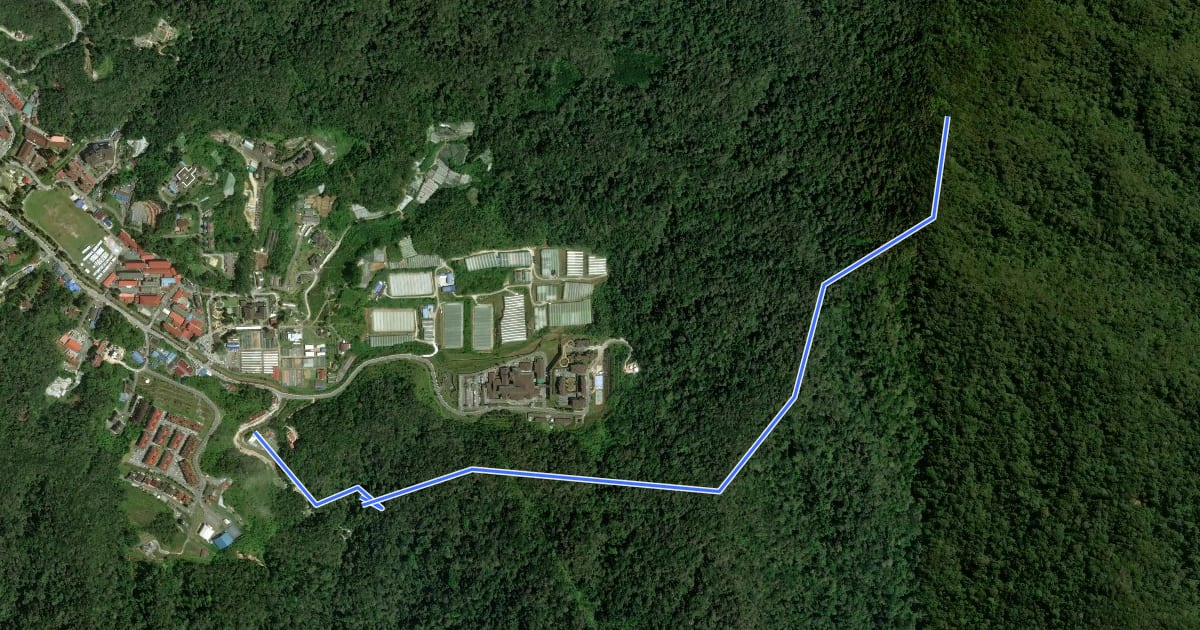 Маршрут Gunung Berembun via Trail 8 на спутниковом снимке