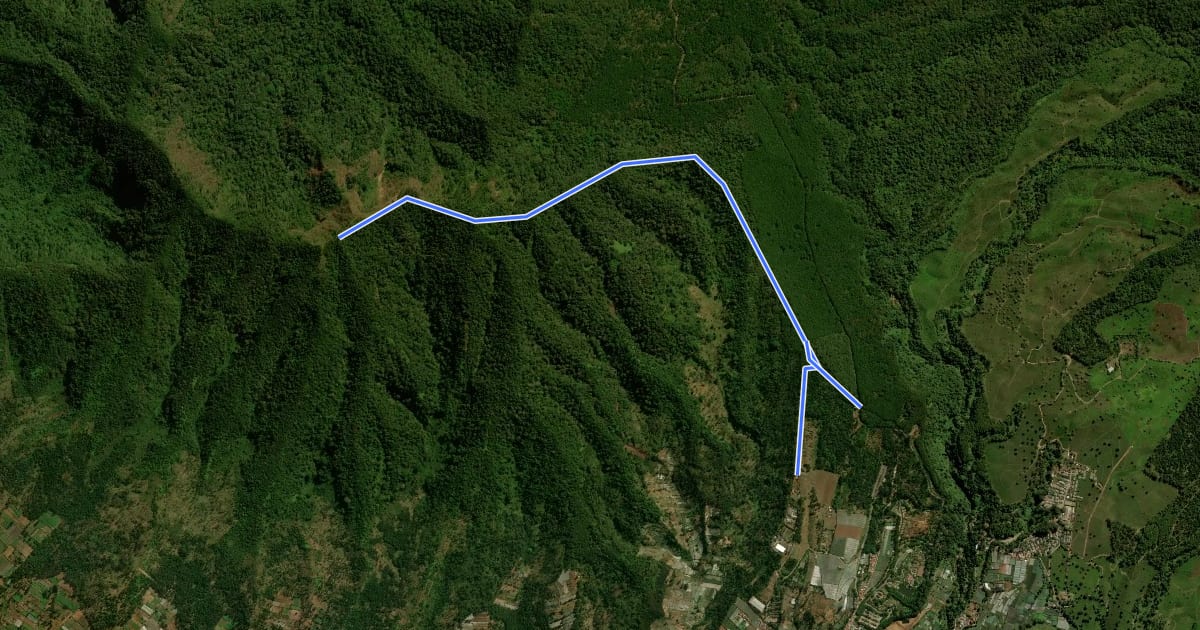 Маршрут Gunung Burangrang via Komando на спутниковом снимке