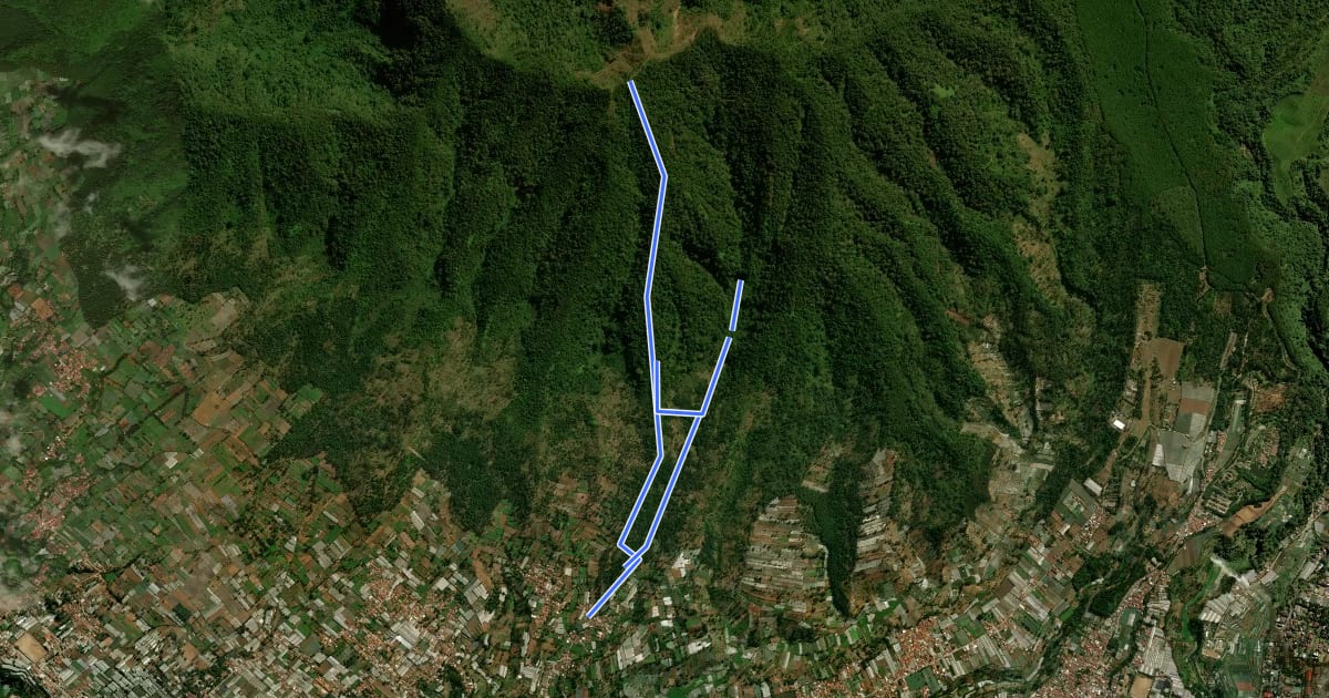 Маршрут Gunung Burangrang via Legok Haji на спутниковом снимке
