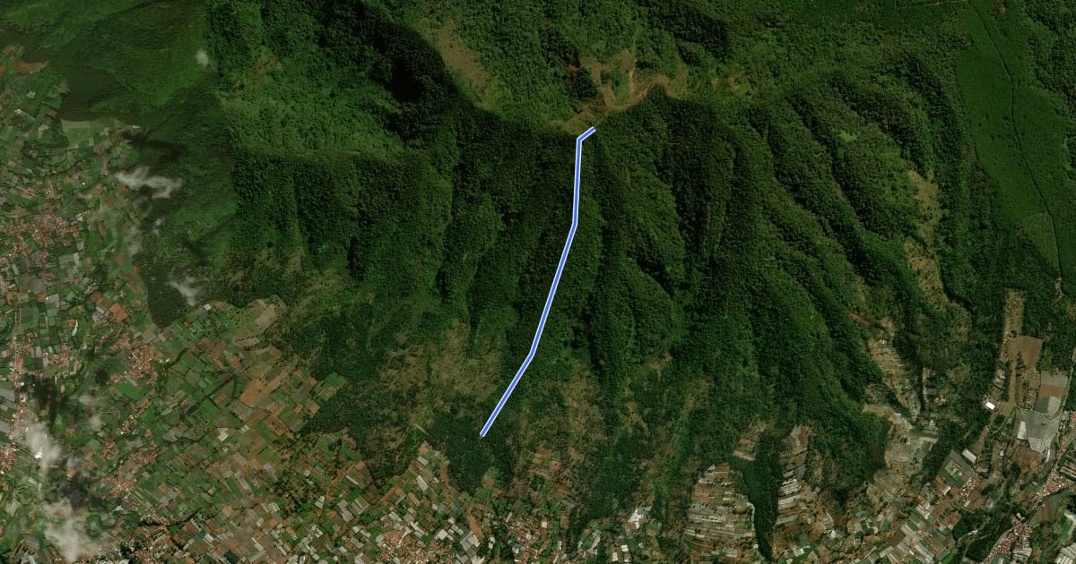 Маршрут Gunung Burangrang via Tanjakan Mentari на спутниковом снимке