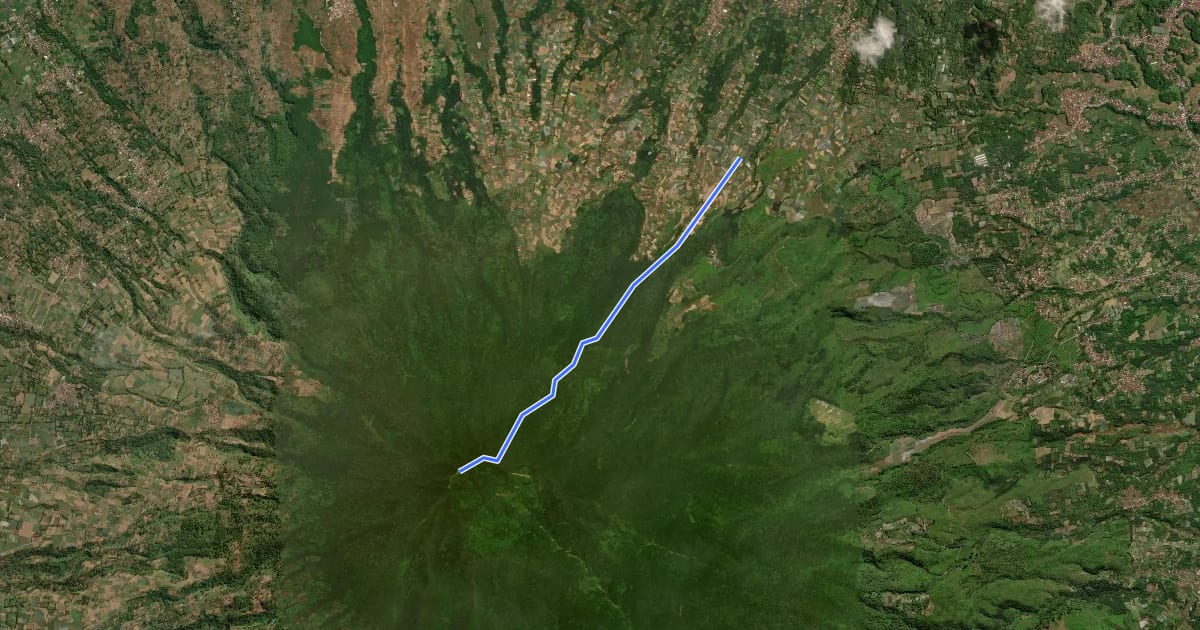Маршрут Gunung Cikuray via Kiara Janggot на спутниковом снимке