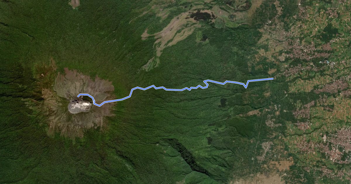 Маршрут Gunung Ciremai via Linggasana на спутниковом снимке