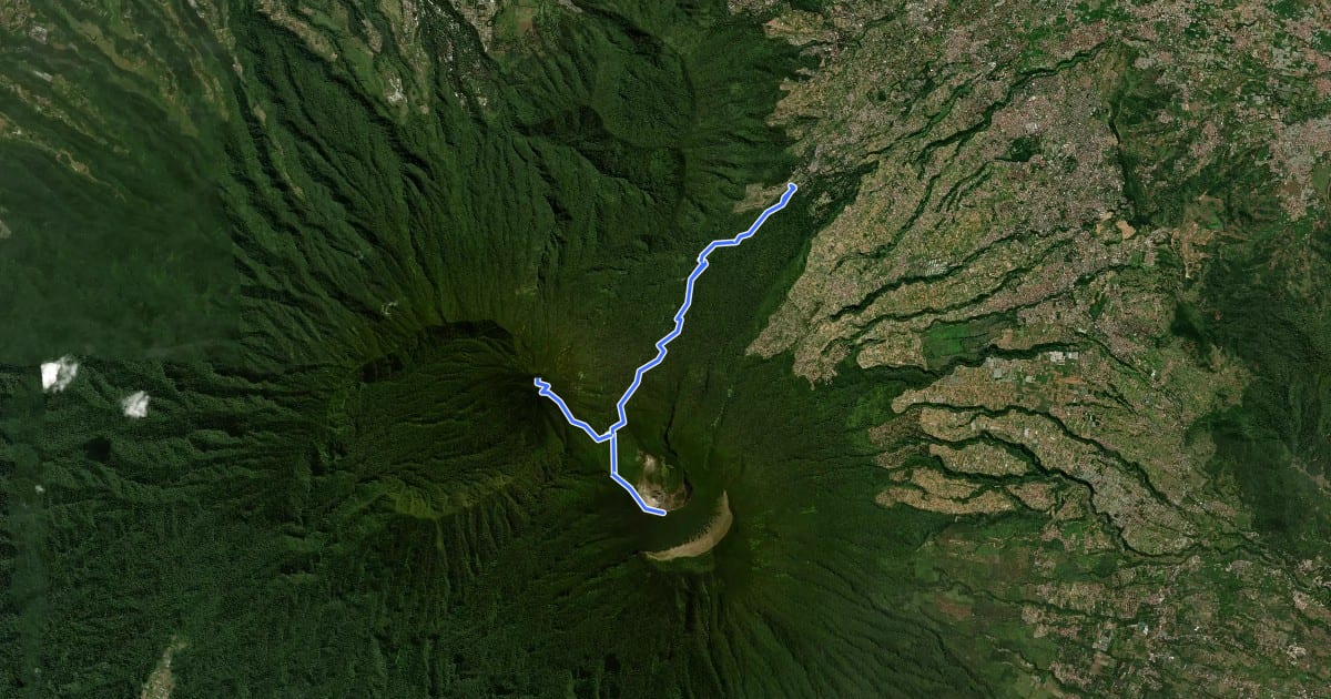 Маршрут Gunung Gede and Pangrango на спутниковом снимке