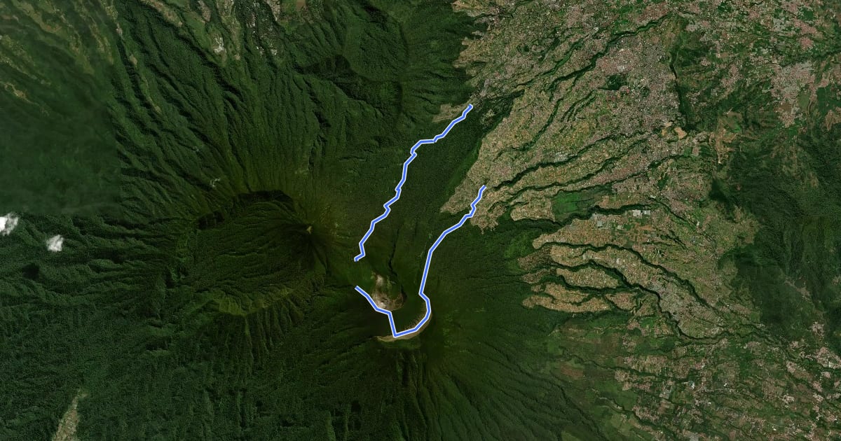 Маршрут Gunung Gede (Sukatani to Bumi Perkemahan) на спутниковом снимке