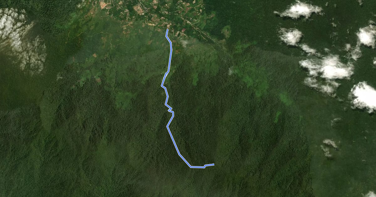 Маршрут Gunung Nuang Hiking Trail via Janda Baik на спутниковом снимке