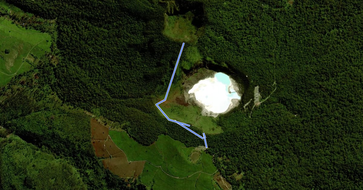Маршрут Gunung Patuha via Kawah Putih на спутниковом снимке