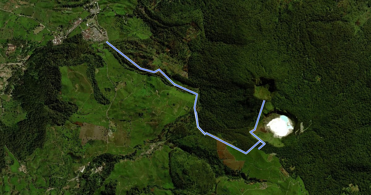 Маршрут Gunung Patuha via Sindangreret на спутниковом снимке