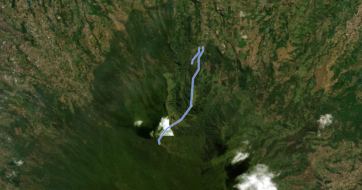 Маршрут Gunung Puntang via Pasirkuda на спутниковом снимке
