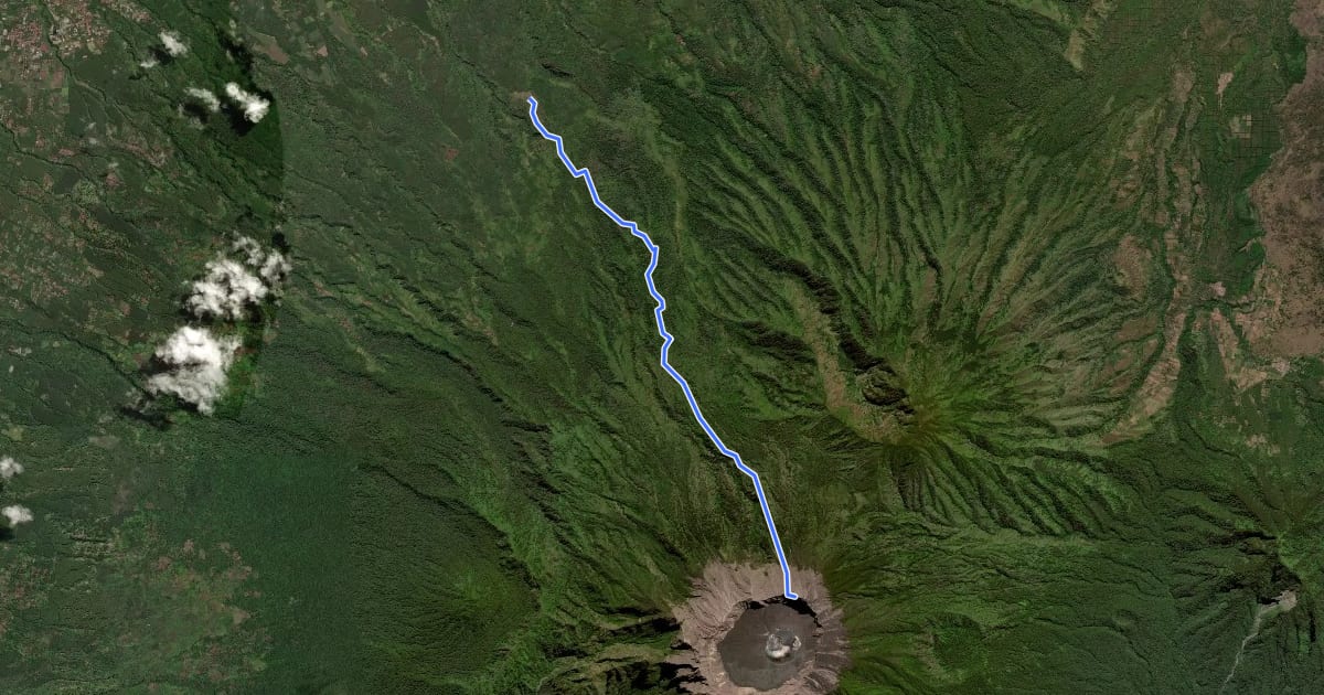 Маршрут Gunung Raung (Sumberwringin BC) на спутниковом снимке