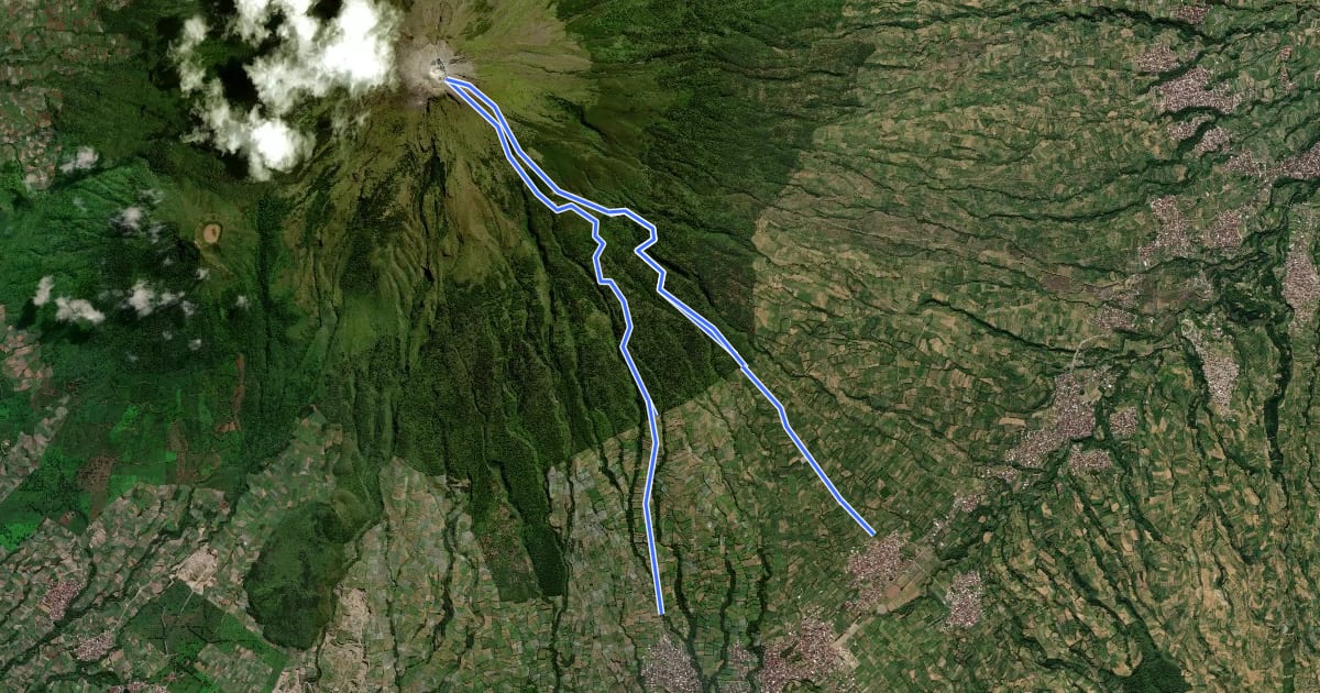 Маршрут Gunung Sindoro (South East Approach) на спутниковом снимке