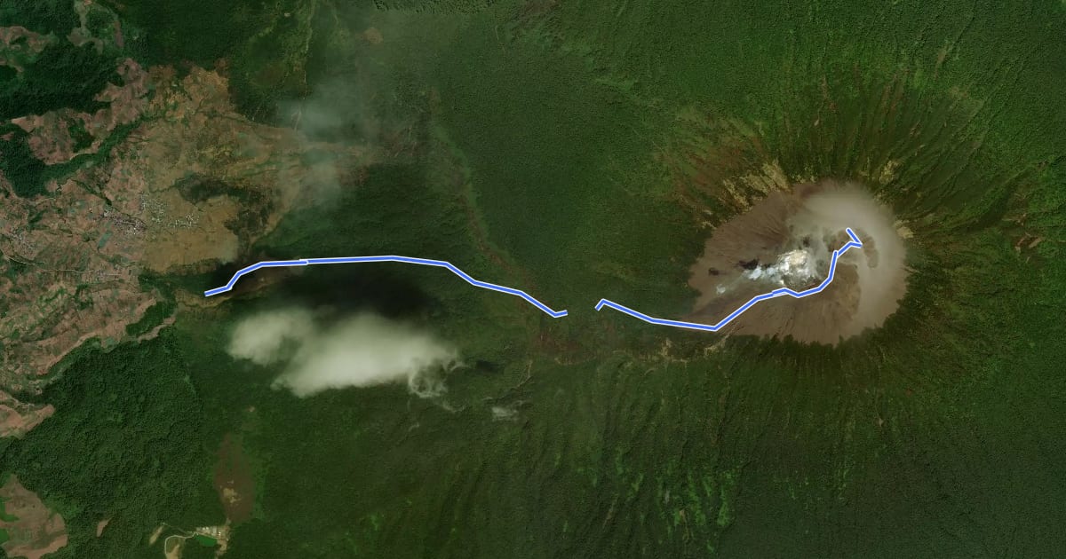 Маршрут Gunung Slamet на спутниковом снимке