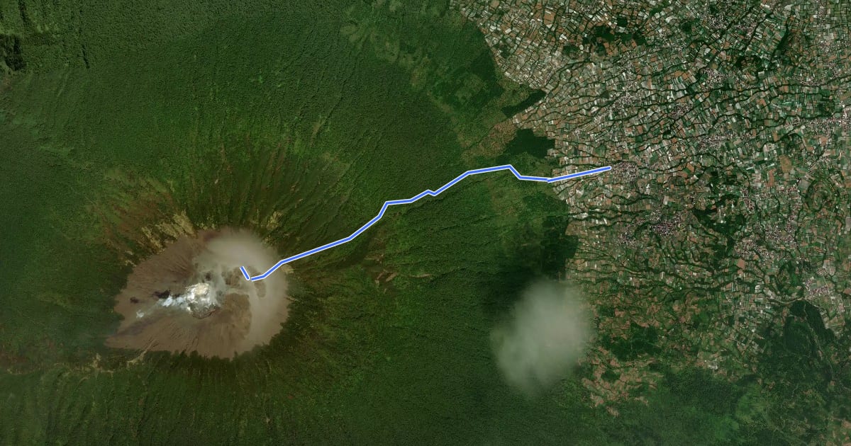 Маршрут Gunung Slamet (Bambangan BC) на спутниковом снимке