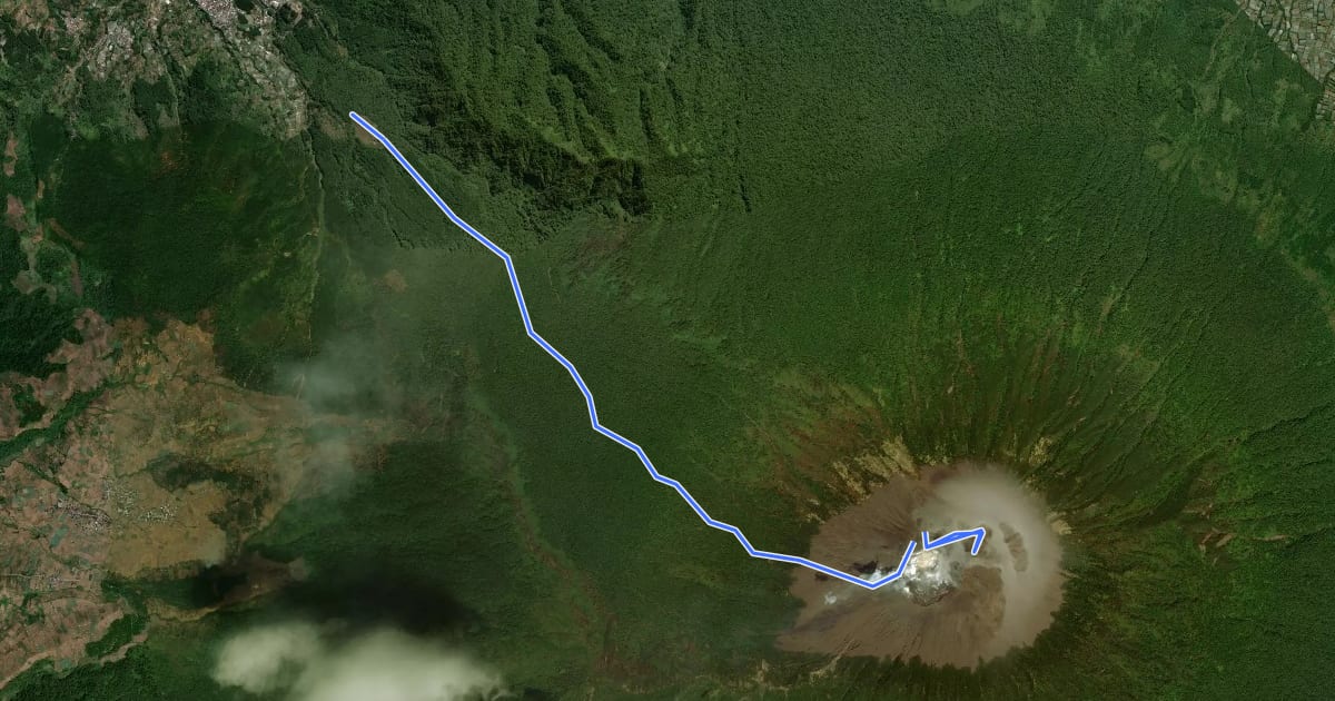 Маршрут Gunung Slamet (Guci BC) на спутниковом снимке