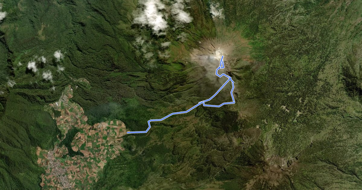 Маршрут Gunung Welirang (Cangar BC) на спутниковом снимке