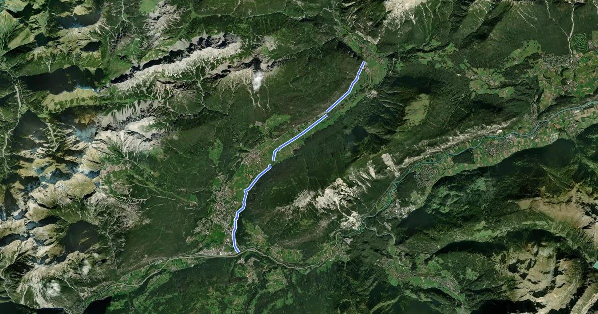 Маршрут Gurgltalradweg на спутниковом снимке