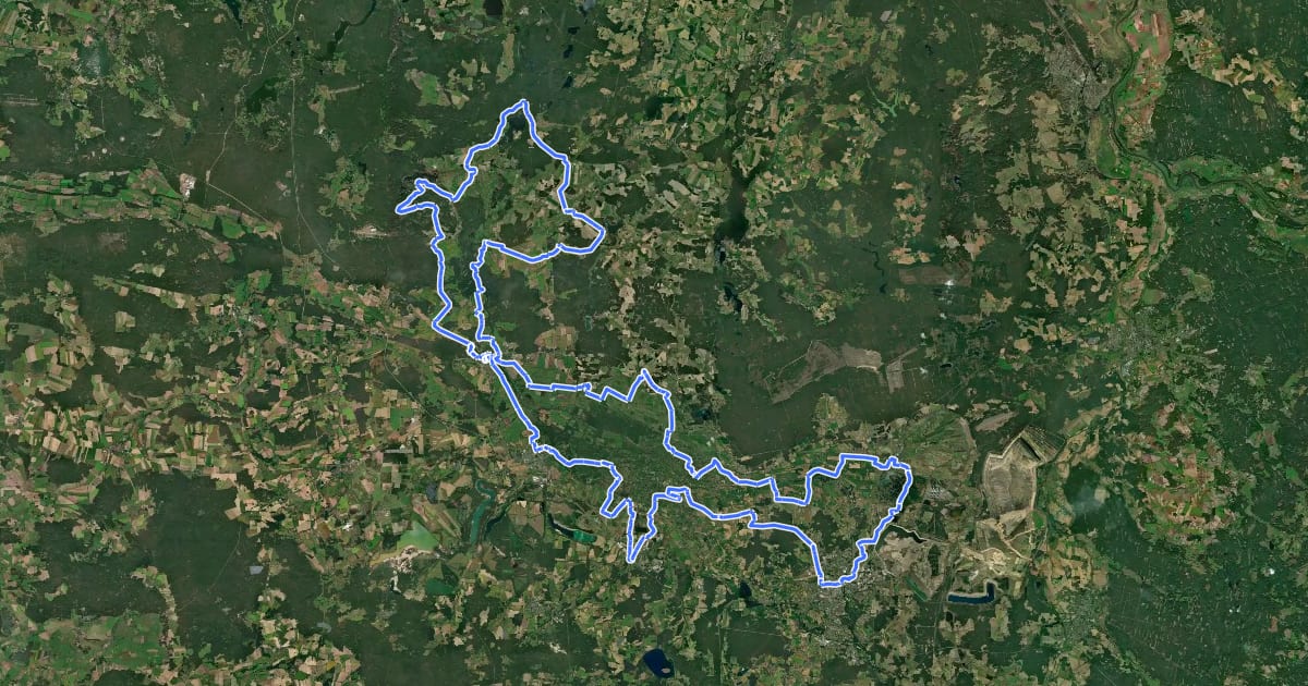 Маршрут Gurkenradweg (Nord- und Ostring) на спутниковом снимке