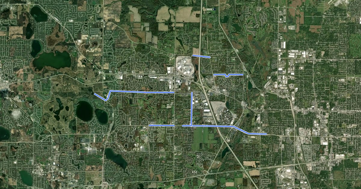 Маршрут Gurnee Bike Path на спутниковом снимке