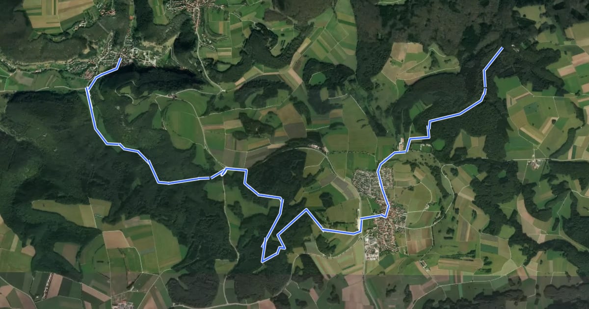 Маршрут Gutenberg - Donntal -Donnstetten - Burkhardshöhle на спутниковом снимке