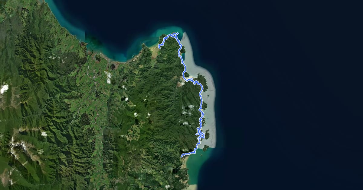 Маршрут GW - 04 Abel Tasman Coast Track на спутниковом снимке