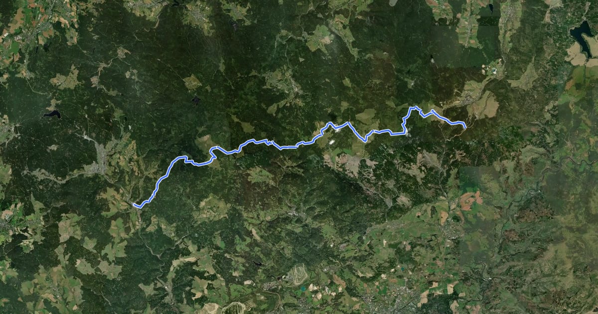 Маршрут Hřebenová trasa Krušných hor на спутниковом снимке