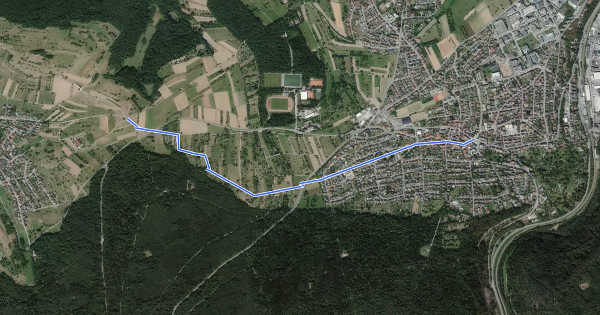 Маршрут Hägnach - Birkenfeld Marktplatz на спутниковом снимке