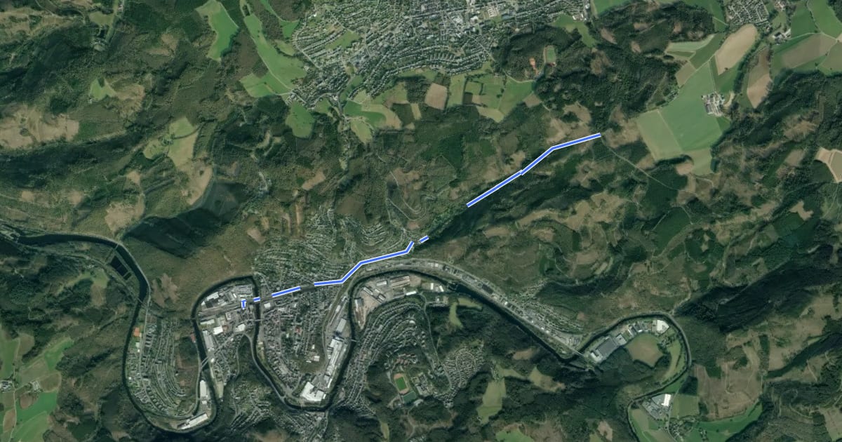 Маршрут Höhenflug Zugang Werdohl Bf - Hexentanzplatz на спутниковом снимке