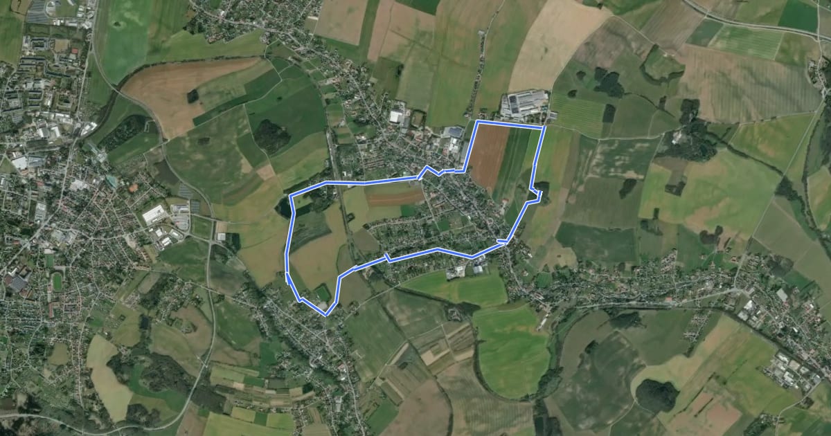Маршрут Höhenringweg Eibau (grüner Punkt) на спутниковом снимке