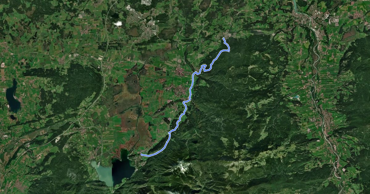 Маршрут Höhenweg Bad Heilbrunn - Kochel на спутниковом снимке