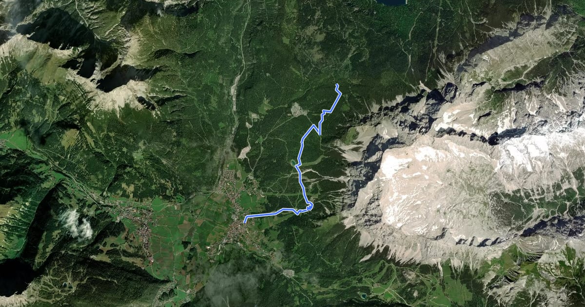 Маршрут Höhenweg Ehrwald на спутниковом снимке