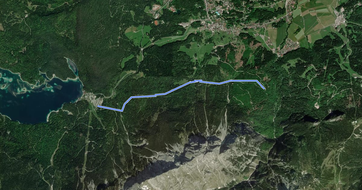 Маршрут Höhenweg Höllental Eibsee на спутниковом снимке