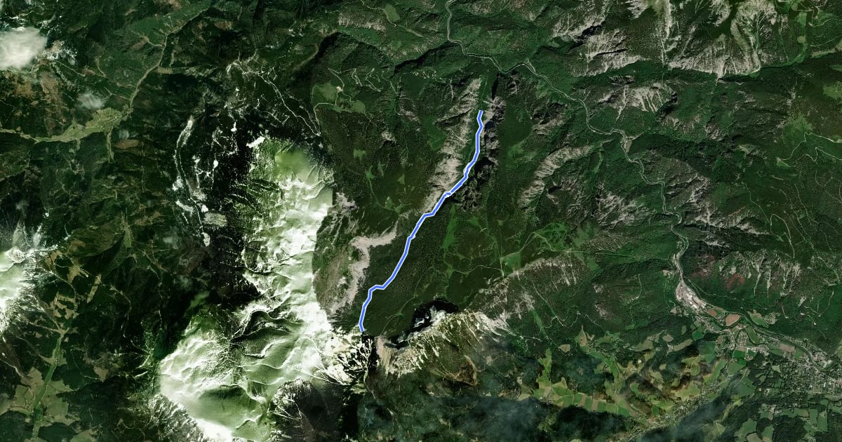 Маршрут Höllental - Gaisloch - Neue Seehütte на спутниковом снимке