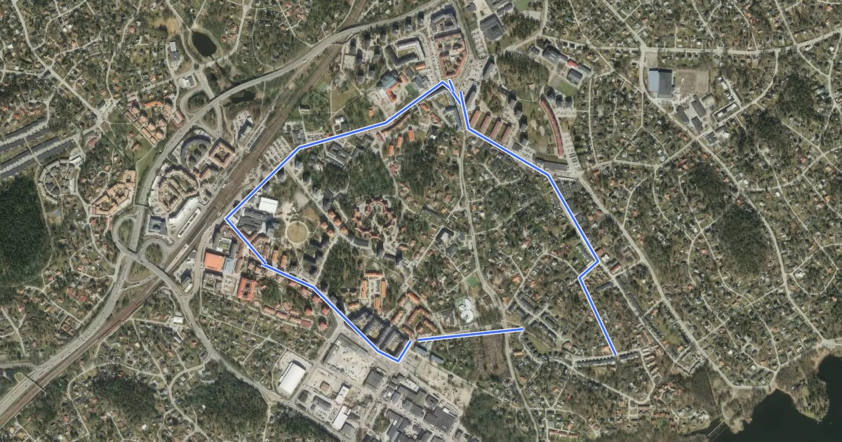 Маршрут Hälsans stig Huddinge на спутниковом снимке