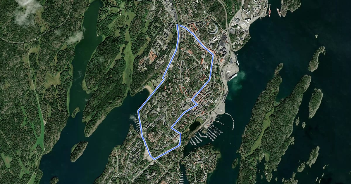 Маршрут Hälsans Stig - Nynäshamn на спутниковом снимке