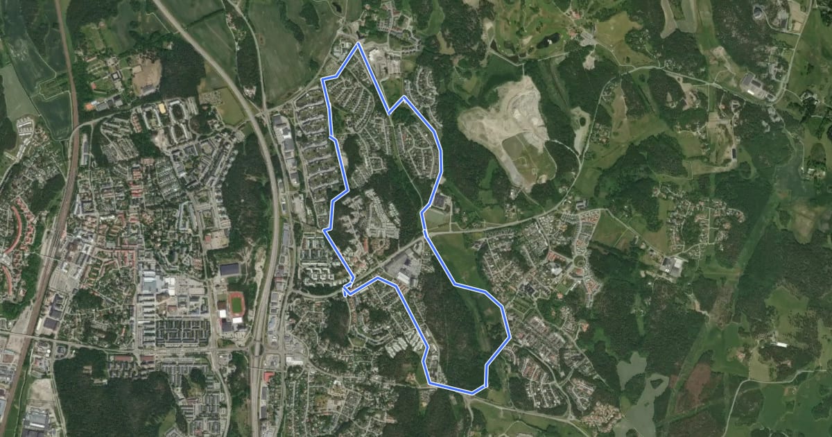 Маршрут Hälsans stig Upplands Väsby на спутниковом снимке