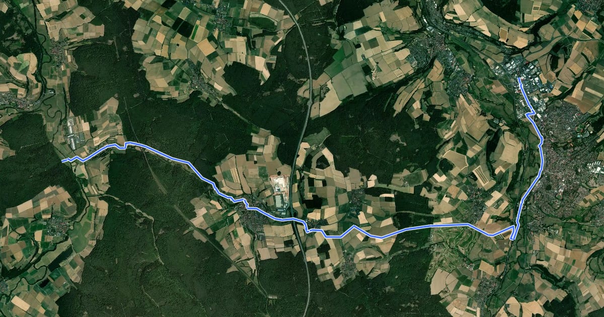 Маршрут Hünfeld-Kegelspiel Radweg-R7-Vulkanradweg на спутниковом снимке