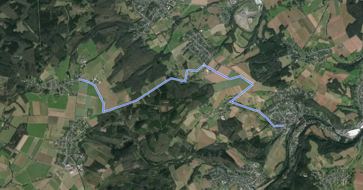 Маршрут Hürtgenwald (54) - Kreuzau (55) на спутниковом снимке