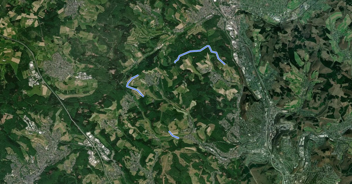 Маршрут Hüttentaler Rundweg на спутниковом снимке