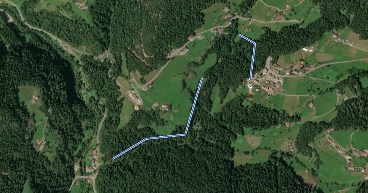 Маршрут Hüttenweg на спутниковом снимке
