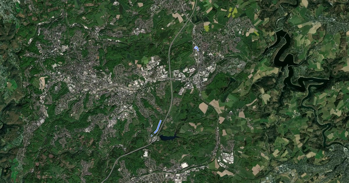 Маршрут Hüttenweg Lennep Bf - Mebusmühle на спутниковом снимке