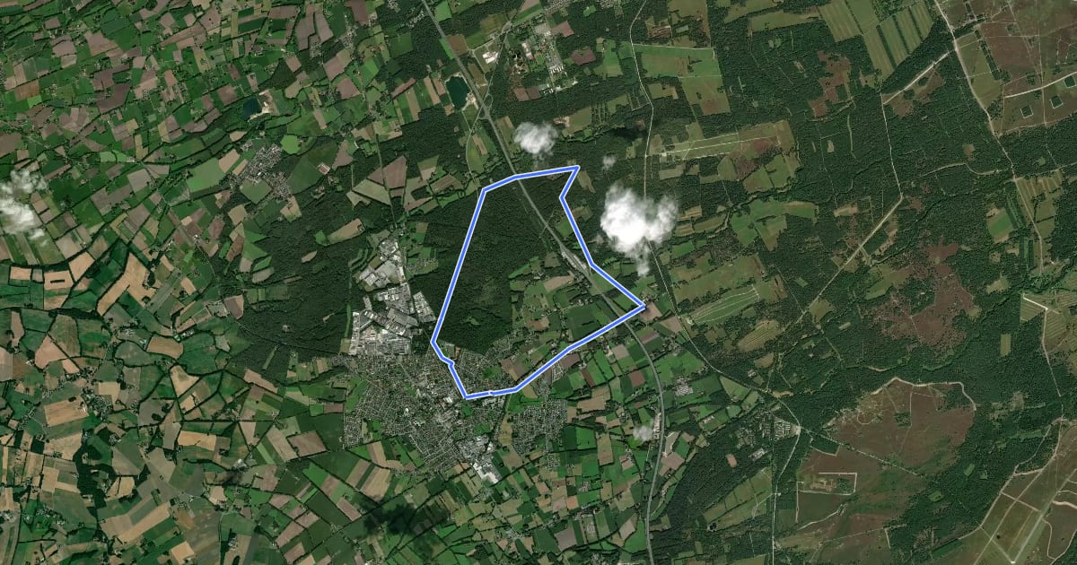 Маршрут Hövelhof Radroute Hö2 на спутниковом снимке