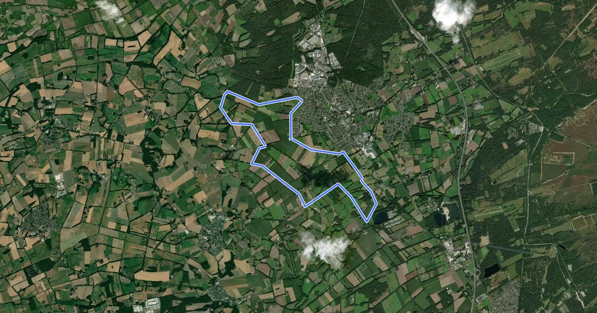 Маршрут Hövelhof Radroute Hö4 на спутниковом снимке